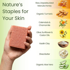 Aspen Kay Naturals Manuka Honey & Turmeric Soap Bar for Body & Face, Natural Tur