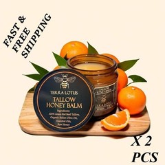 Terra Lotus Organic Beef Tallow Balm with Raw Honey Citrus Moisturizing Cream