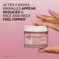 No7 Restore Renew Night Cream for Face Neck Multi-Action 50ML plastic container