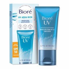 Biore UV Aqua Rich Weightless Moisturizer SPF 50 Sunscreen 1.7 oz Exp 7/26 NIB
