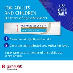 Glenmark Therapeutics Adapalene Gel 0.1% Acne Treatment, Paraben 15g Tube