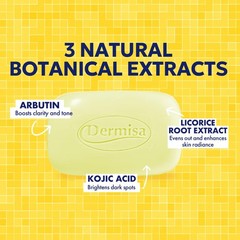 Dermisa Brightening Bar Soap with Kojic Acid, 3 Ounce (Pack of 3), No Color