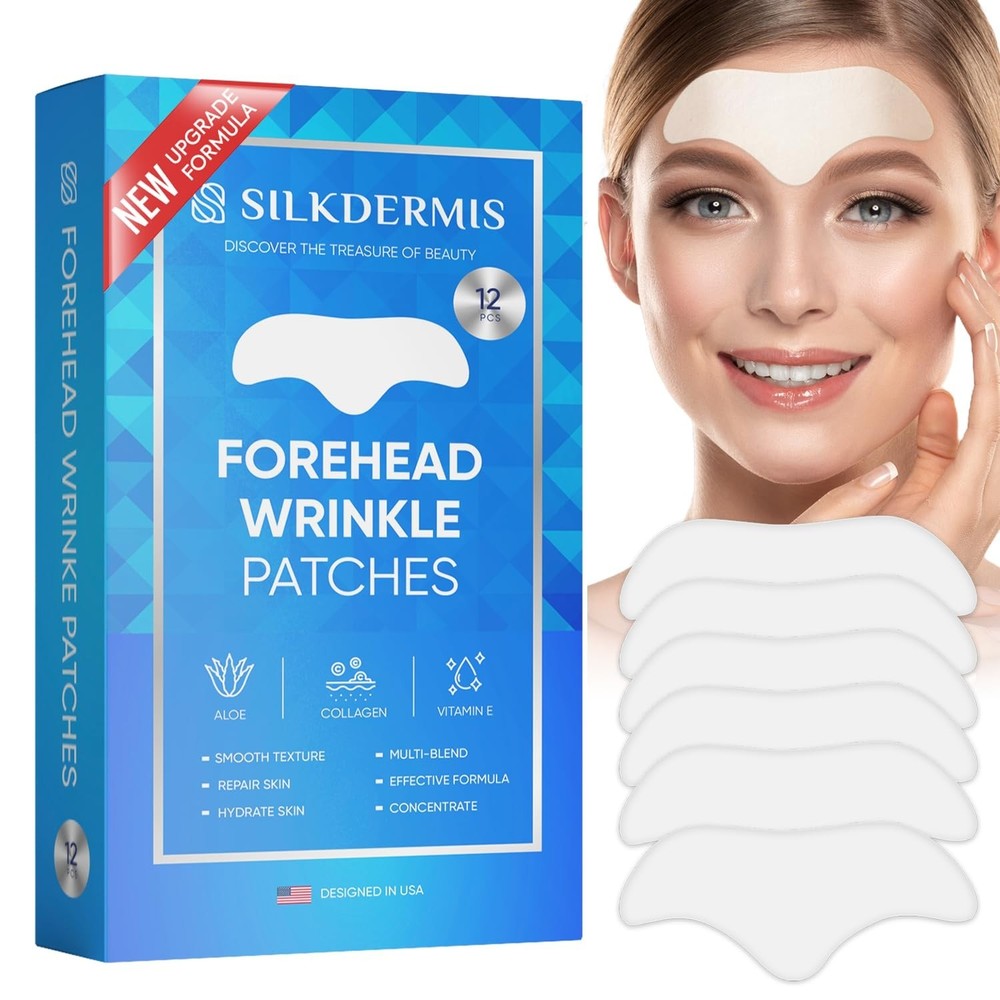 SILKDERMIS Forehead Wrinkle Patches Aloe Collagen Vitamin E 12 Ct Exp 05/27