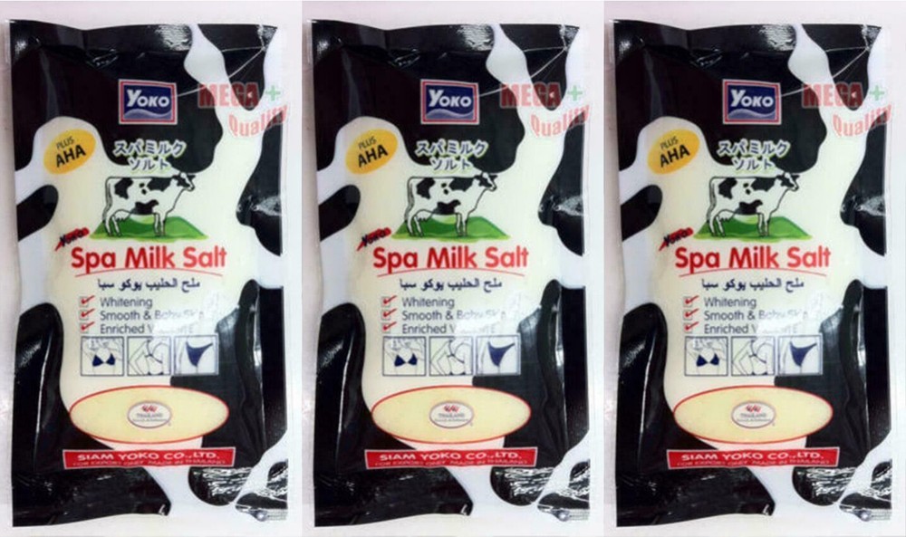 3 x Yoko Spa Milk Salt Scrub AHA Smooth Bright Skin Exfoliate Body 50g