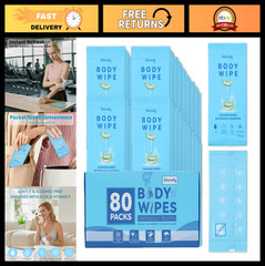 80 Pcs Large Body Wipes – Portable No Rinse Shower Wipes for Gym, Camping, Hikin