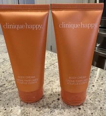 Clinique 2 Tubes HAPPY Perfume Body Cream Moisturizer Lotion 75ml / 2.5 oz New