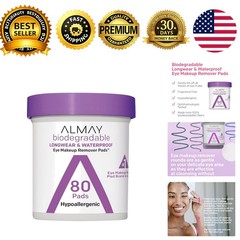 Waterproof Eye Makeup Remover Pads Longwear 80 Count Pack of 4