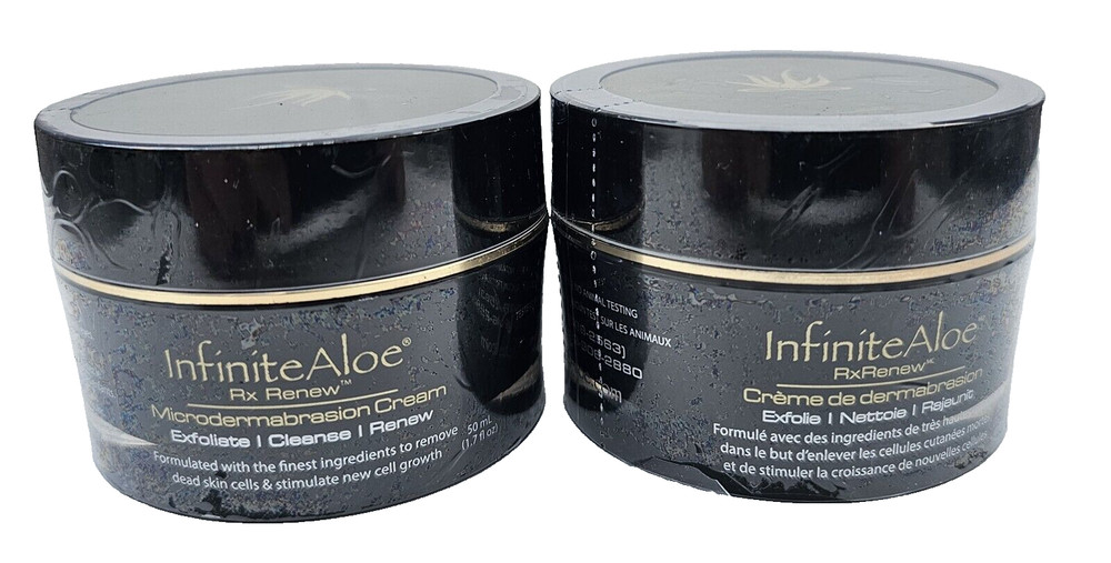 Infinite Aloe RxRenew Microdermabrasion Cream 2 Jars of 1.7oz 50 ml New & Sealed