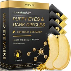 24K Gold Under Eye Patches 16 Pairs, Collagen eye masks for dark circles&puffi