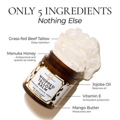 Wonderfat Grass-Fed Whipped Tallow Balm, Face and Body 3 Fl Oz (Pack of 1)