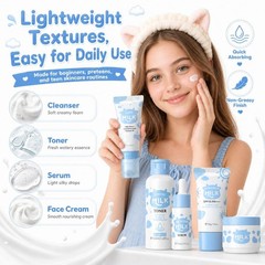Kids & Teens 12-in-1 Skin Care Gift Set – Face Wash & Moisturizer for Ages 8-12