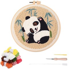 YEESAM ART Punch Needle Kit with 8.5 inches x x 0.8 inches, Panda