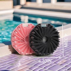 Silicone Body Scrubber, Exfoliating Medium-Bristle Brush, Black and Pink