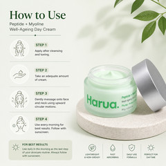 Harua Peptide Myoline Day Cream 45g Firming Moisturizer Plump Glow Skin