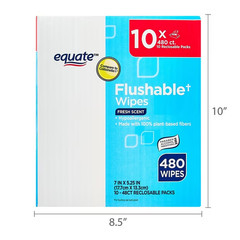 Equate Flushable Wet Wipes 480ct (10 Pack) – Fresh Scent, Compare to Cottonelle®