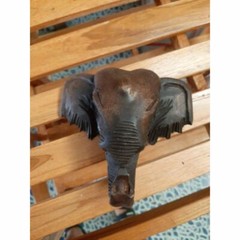WOODEN ELEPHANT’S HEAD Thai Wood Carved Hanging Wall Home Decor Collectible Gift
