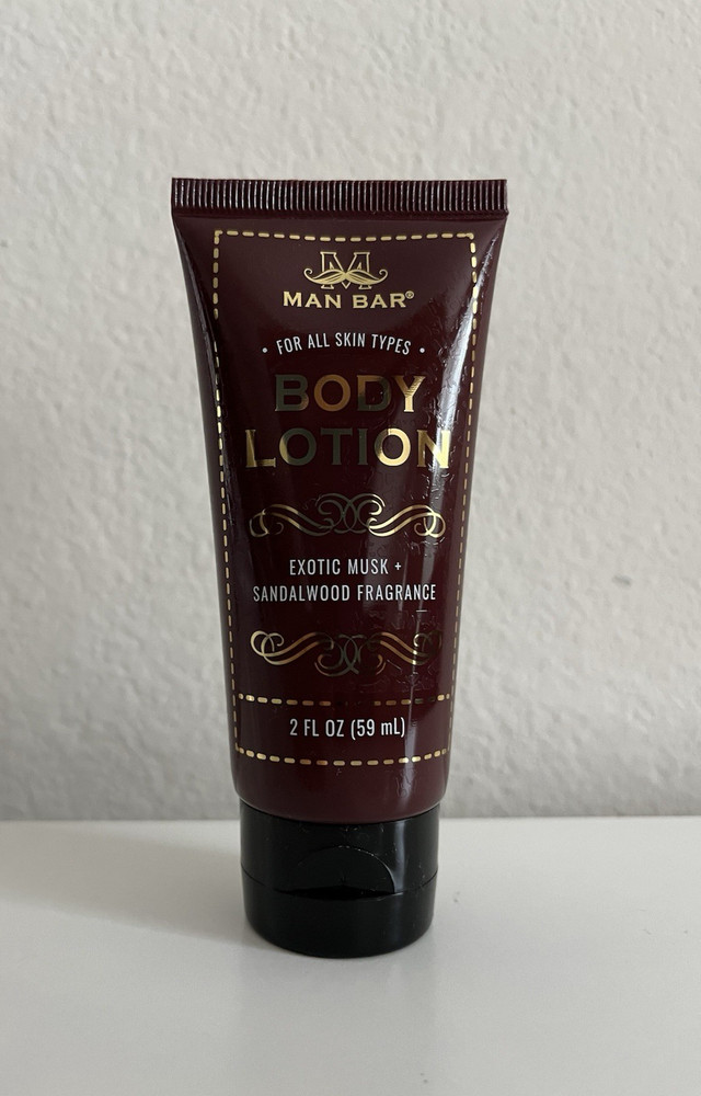 MAN BAR Body Lotion – Exotic Musk & Sandalwood – 2 fl oz New