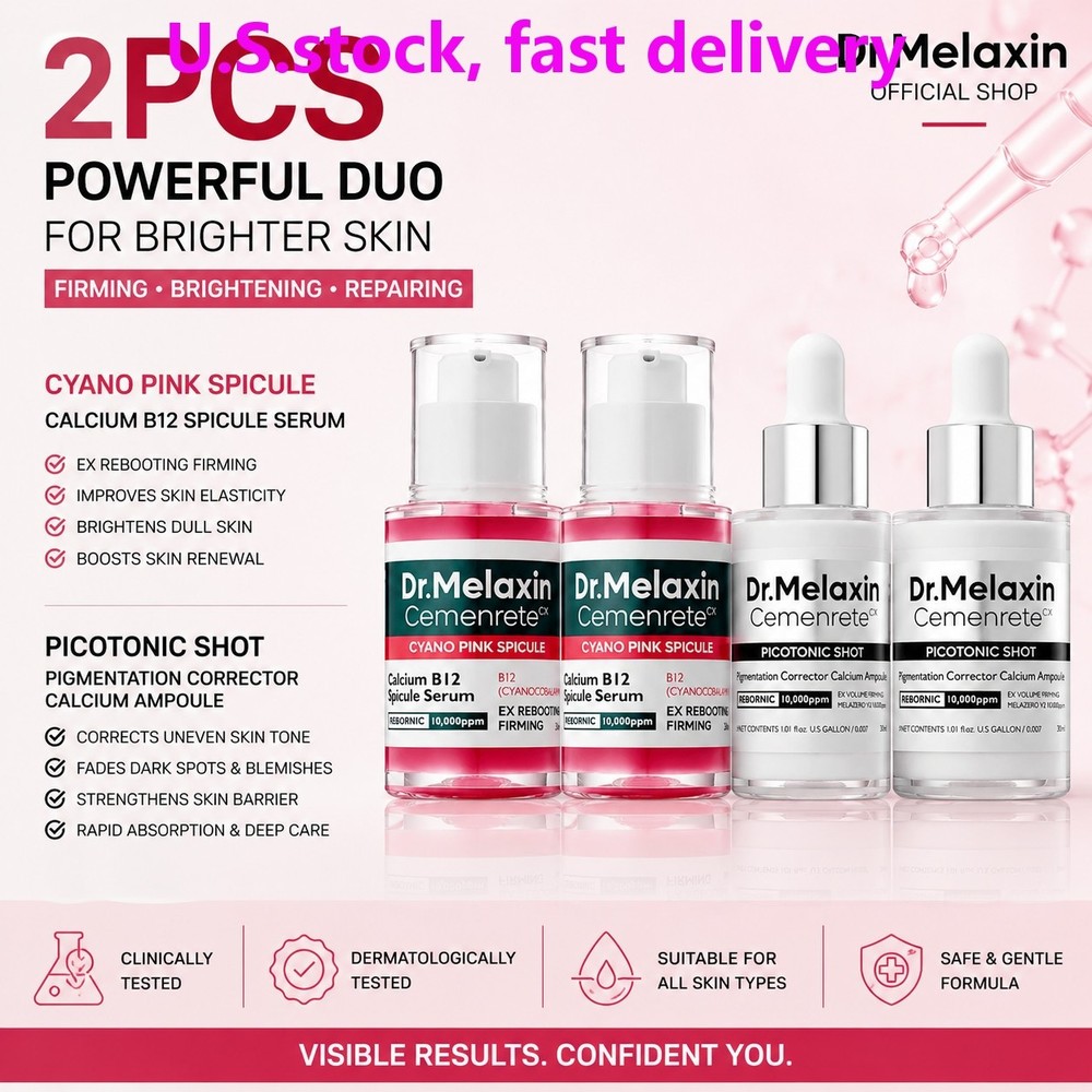 NEW Dr.Melaxin Cemenrete Two set Cyano Pink Spicule Serum with Calcium skin care
