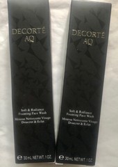 2 Decorte AQ Soft & Radiance Foaming Face Wash Cleanser 30ml or 1oz each NICE
