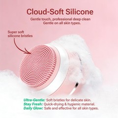 Facial Cleansing Brush – Sonic Face Wash Exfoliator Pink and Silver