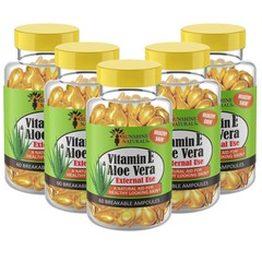 Sunshine Naturals Healthy Skin Vitamin E + Aloe Vera, 60 Vials, Pack of 5