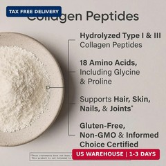 Sports Research Collagen Peptides – Hydrolyzed Type 1 & 3 Collagen Powder Protei