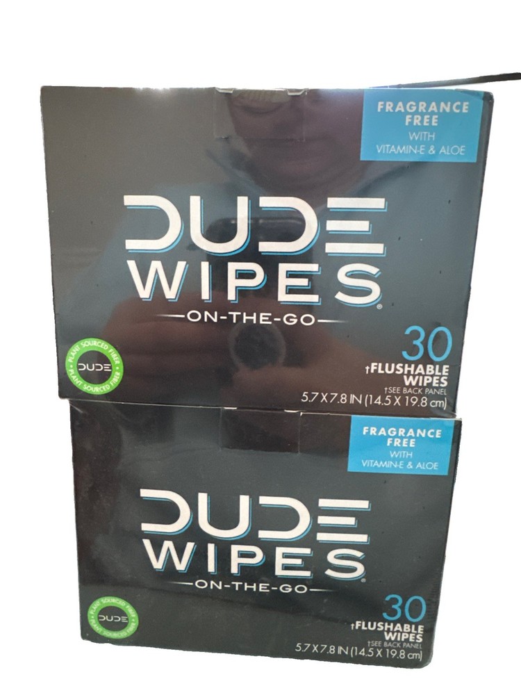 DUDE Wipes On-The-Go Unscented Travel Wipes – 60 Count (Individually Wrapped) –