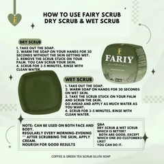 Fairy Scrub gluta soap, gluta scrub, green tea, 1 bar 50 grams, 3 bars 150 grams