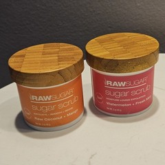 Lot of 2 RawSugar Sugar Scrub Watermelon/Fresh Mint, Coconut/Mango 3oz Jars