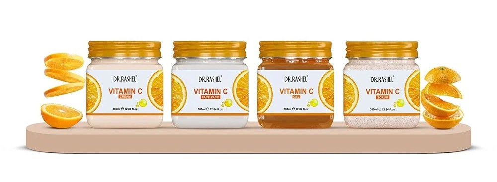 DR.RASHEL VITAMIN C PACK OF 4 – SCRUB, GEL, CREAM & FACEPACK Fast shipping