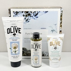 Korres Pure Greek Olive Unscented Gift Set – Body Cream/ Shower Gel/ Elixir NEW