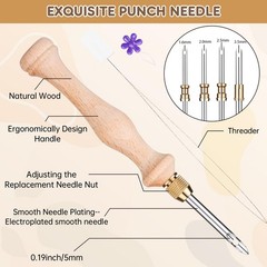 Punch Needle Kit with Storage Box,Adjustable Tool 1 Set, Pink