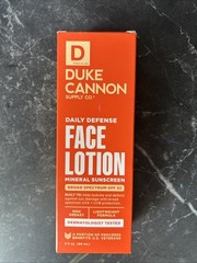 Duke Cannon Daily Defense Face Lotion Mineral Sunscreen SPF 32 3 oz