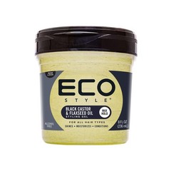Hair Styling Gel Castor Flaxseed Oil 8 oz Nourish Repair Eco Style Black Helps