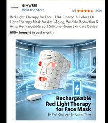 7 Colors Led Face Mask Light Therapy Red Light Skin Facial Wrinkle Anti-Aging US