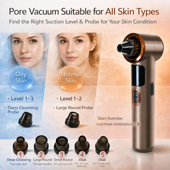 Heated Blackhead Remover Vacuum, Warm Compress Pore Vacuum Cleaner with 3 Suctio