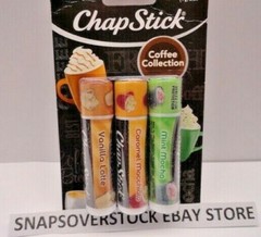 3-PACK CHAPSTICK COFFEE COLLECTION ~ MINT MOCHA, CARAMEL MACCHIATO,VANILLA LATTE