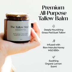 Versatile Tallow Balm 2oz with Manuka Honey: Perfect for Face, Body & Hands