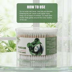 MONCOM 500 Count Double Round Thick Tips Cotton Swabs, Strong bamboo sticks | Fu