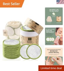 20 Soft Reusable Makeup Remover Pads with Washable Bag & Stylish Storage Box