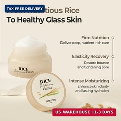 SKINFOOD Rice Brightening Cream, Korean Face Moisturizer with 48 Hours Fermented