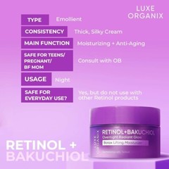 LUXE ORGANIX Retinol + Bakuchiol Overnight Lifting Moisturizer 50g