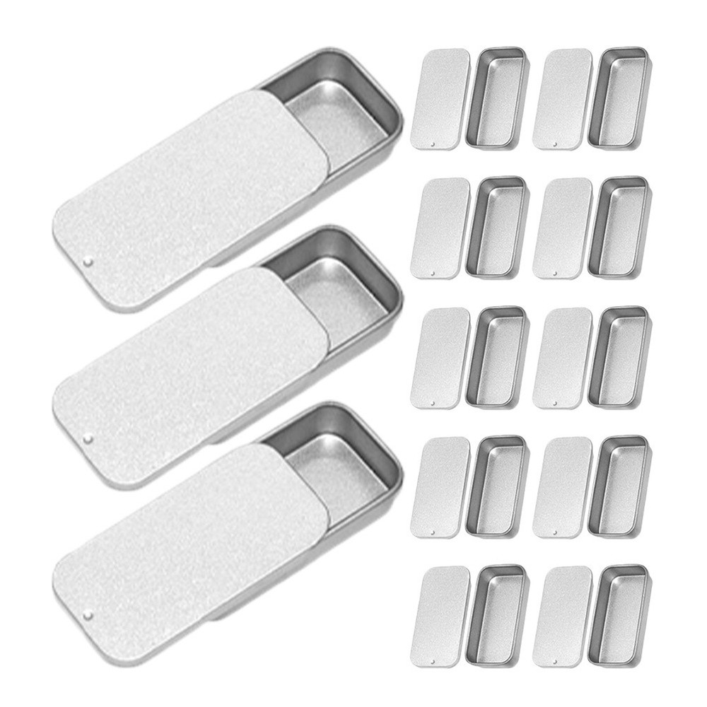 18 Pcs Small Tinplate Boxes with Lid Empty Rectangular Metal Candy Containers