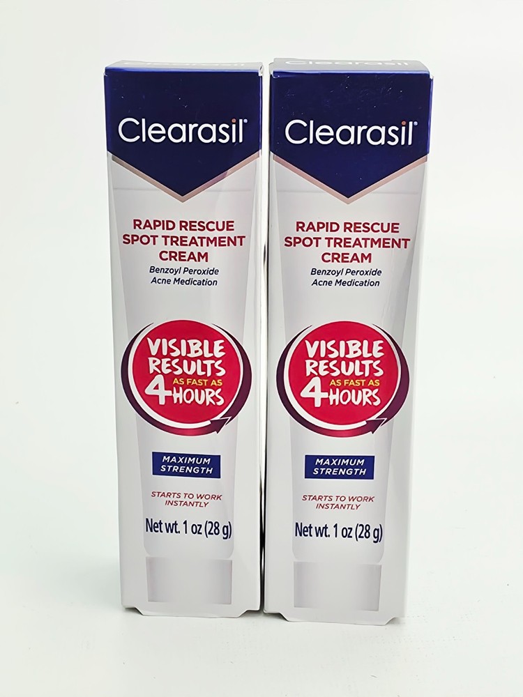 Clearasil Acne Spot Treatment Cream Rapid Rescue Maximum Strength bb7/26 Lot of2
