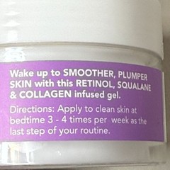 Skinimalism Menopause Skincare Retinol Squalane Collagen Night Gel 1.8oz