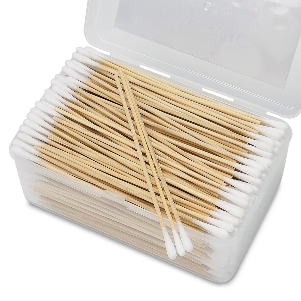 500PCS 6&Prime; Cotton Swabs in Storage Box – Long Cotton Swab with Wooden Sticks – Li