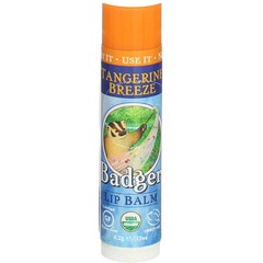 4 Pack Badger Classic Lip Balm Stick, Tangerine Breeze, 0.15 oz