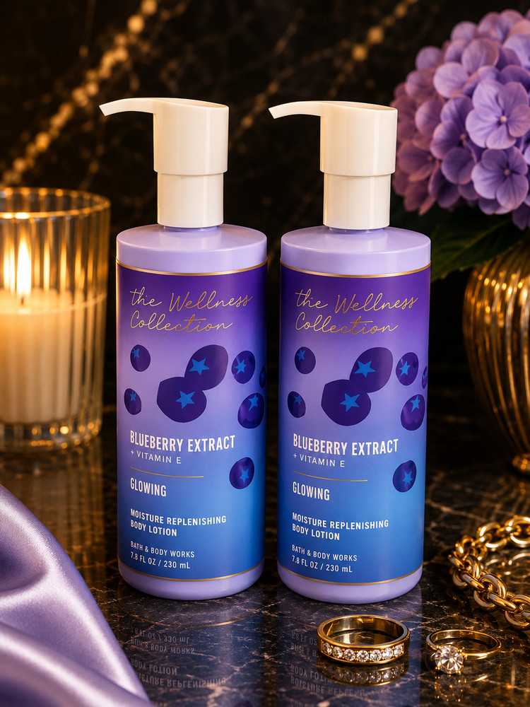 2 BATH & BODY WORKS BLUEBERRY EXTRACT GLOWING MOISTURE LOTION CREAM PUMP 7.8 OZ