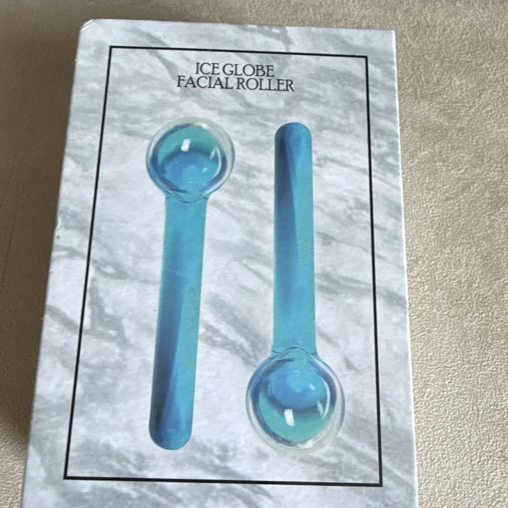 Ice Globe Facial Roller Glass Cooling Massage Tool for Puffiness, Blue