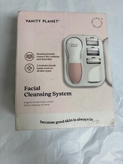 Vanity Planet Facial Cleansing System Rotating Three Brush Heads White & Pink